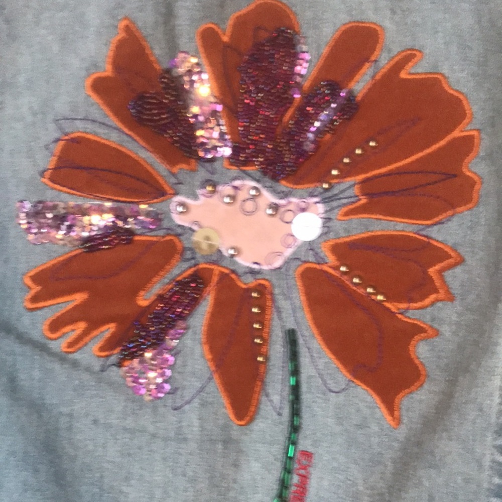 Vintage Express  jeans jacket floral on back used - Picture 5 of 10